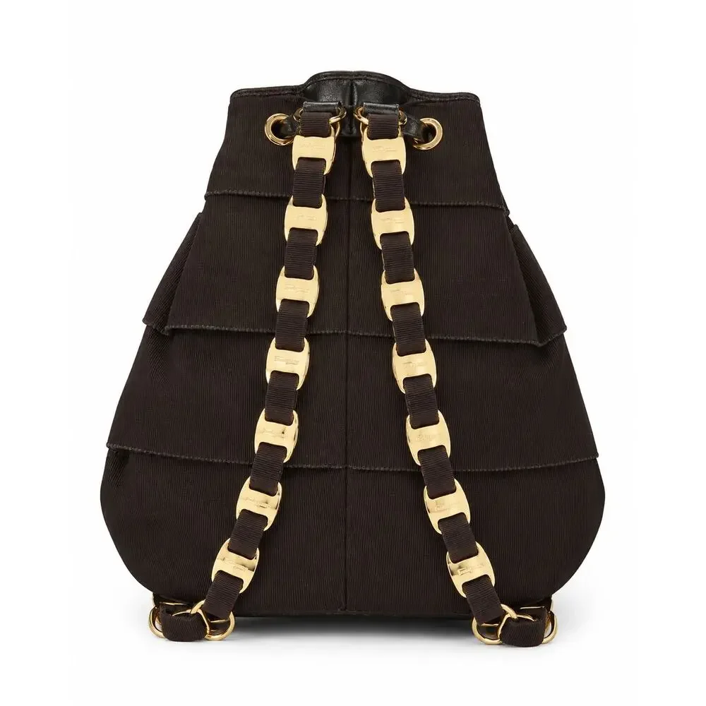 Vintage 1990s Salvatore Ferragamo Vara Grosgrain Chain Backpack Italy